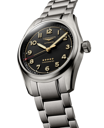 Shop Longines Unisex Swiss Automatic Chronometer Spirit Titanium Bracelet Watch 40mm In Anthracite