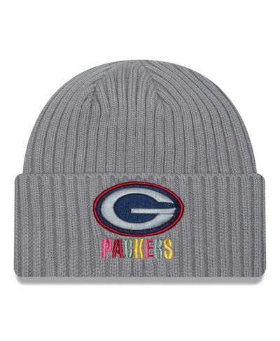 Shop New Era Men's  Gray Green Bay Packers Color Pack Multi Cuffed Knit Hat