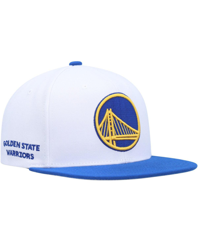 Mitchell & Ness Men's  White, Royal Golden State Warriors Side Core 2.0 Snapback Hat In White,royal