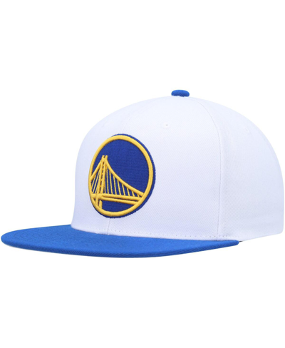 Mitchell & Ness Men's  White, Royal Golden State Warriors Side Core 2.0 Snapback Hat In White,royal