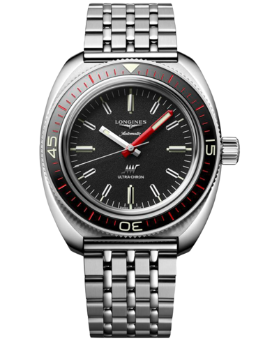 Shop Longines Men's Swiss Automatic Ultra-chron Stainless Steel Bracelet Watch 43mm In Silver