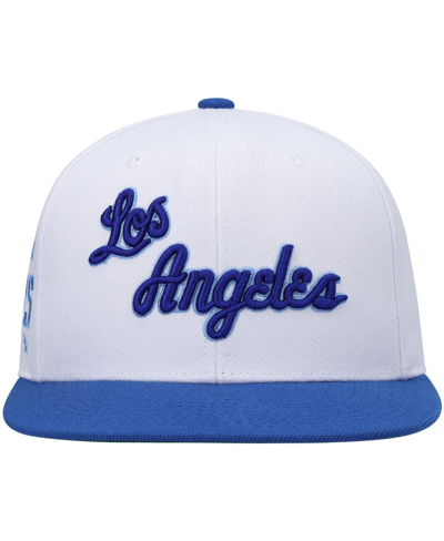 Mitchell & Ness Men's  White And Royal Los Angeles Lakers Hardwood Classics Snapback Hat In White,royal