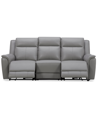 Shop Macy's Addyson 88" 3-pc. Leather Sofa With 2 Zero Gravity Recliners With Power Headrests & 1 Armless Chair, In Ash