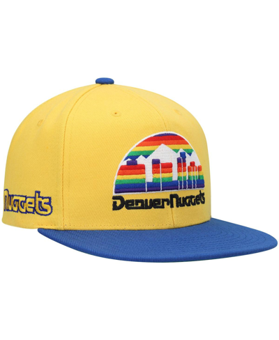 Mitchell & Ness Men's  Gold And Royal Denver Nuggets Hardwood Classics Snapback Hat In Gold,royal