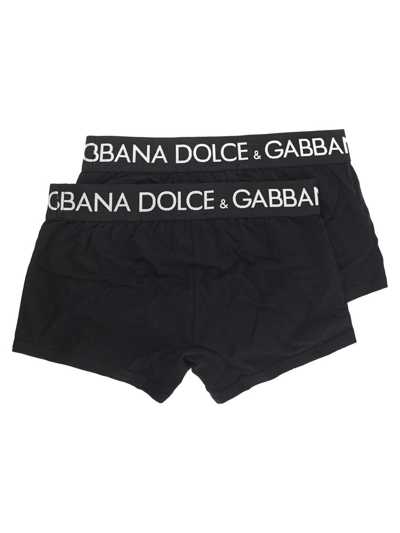 Shop Dolce & Gabbana Two-pack Cotton Jersey Boxers In Black