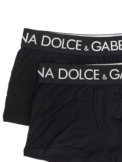 Shop Dolce & Gabbana Two-pack Cotton Jersey Boxers In Black