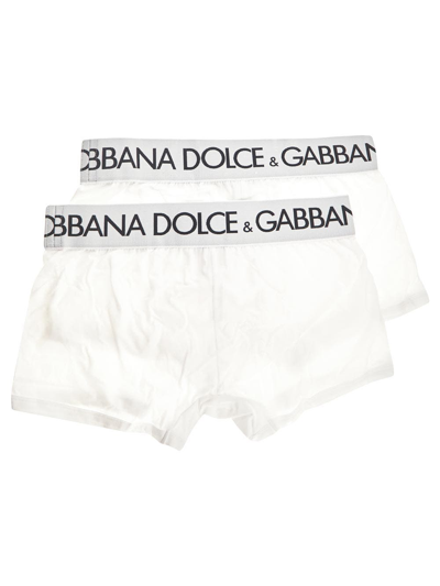 Shop Dolce & Gabbana Two-pack Cotton Jersey Boxers In White