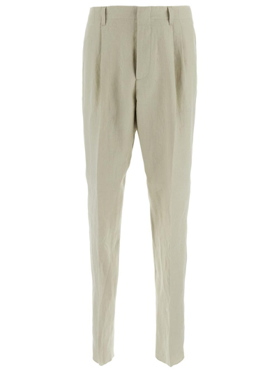 Shop Lardini Linen Trousers In Ivory