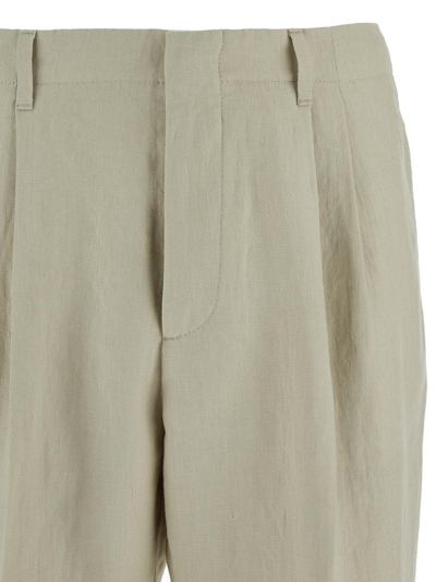 Shop Lardini Linen Trousers In Ivory