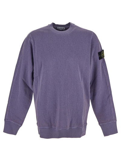 Shop Stone Island Logo Sweatshirt In Purple