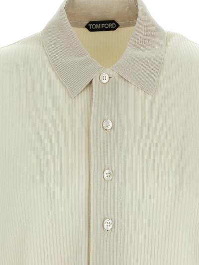 Shop Tom Ford Viscose Polo In Ivory