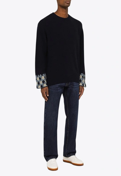 Shop Etro Check Patterned Crewneck Sweater In Blue