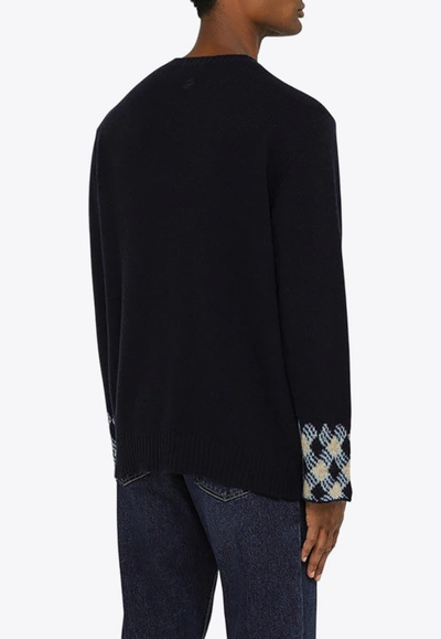 Shop Etro Check Patterned Crewneck Sweater In Blue