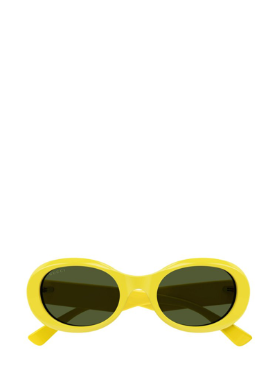 Shop Gucci Eyewear Oval Frame Sunglasses In Yellow