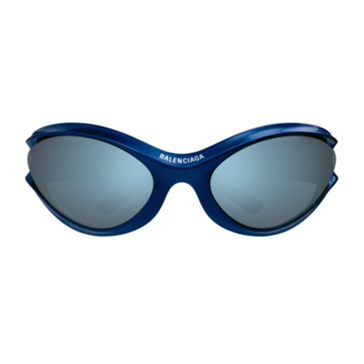 Shop Balenciaga Eyewear Geometric Frame Sunglasses In Blue