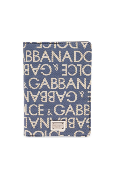 Shop Dolce & Gabbana Logo Plaque Card Holder In Blue