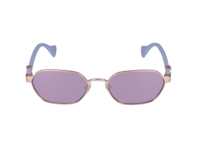 Shop Gucci Eyewear Round Frame Sunglasses In Blue