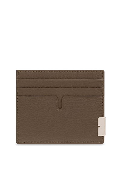 Shop Burberry Tall B Grained Texture Cardholder In Brown
