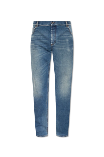 Shop Balmain Blue Slim Fit Jeans In New