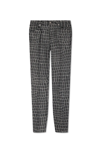 Shop Versace Grey Jeans With Animal Motif In New