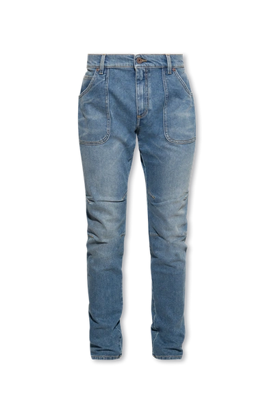 Shop Balmain Blue Slim-fit Jeans In New