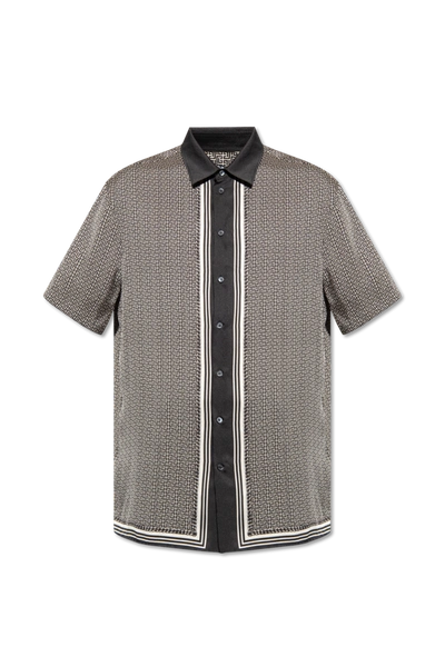 Shop Balmain Grey Monogrammed Shirt In New