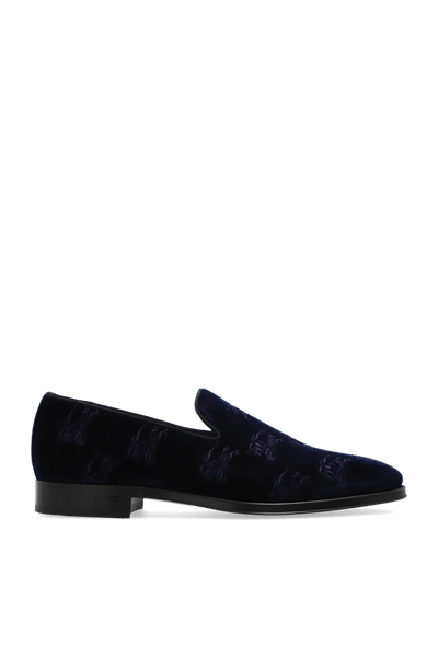Shop Burberry Navy Blue ‘wayne' Loafers In New