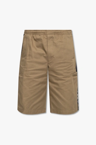 Shop Givenchy Green Cotton Shorts With Side Stripes In New