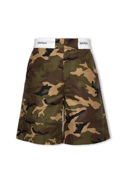Shop Palm Angels Green Camo Shorts In New