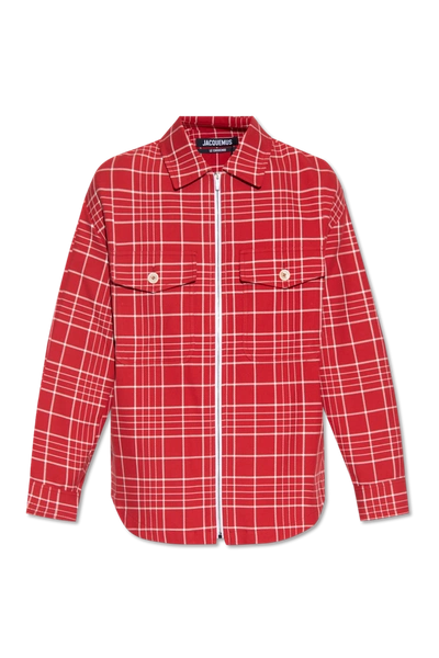 Shop Jacquemus Red ‘montagne' Checked Jacket In New