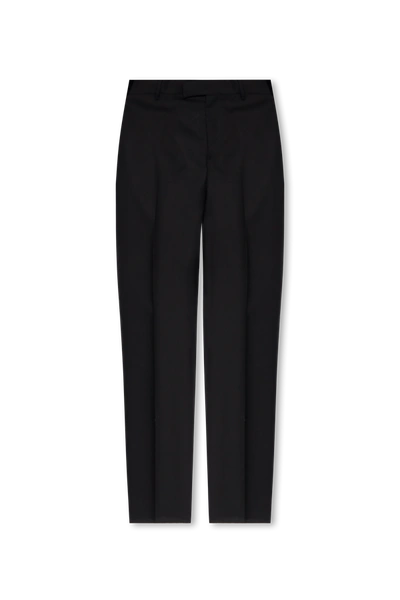 Shop Versace Black Pleat-front Trousers In New