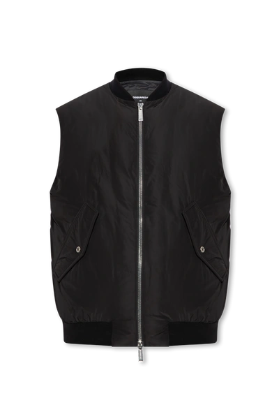 Shop Dsquared2 Black Down Vest With Reflective Back In New