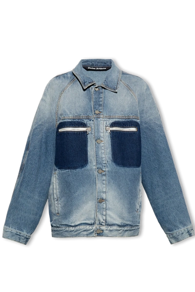Shop Palm Angels Blue Denim Jacket In New