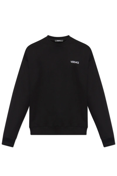 Shop Versace Black Sweatshirt With Logo In New