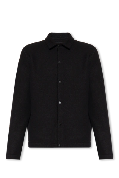 Shop Stone Island Black Wool Shirt With Logo In New