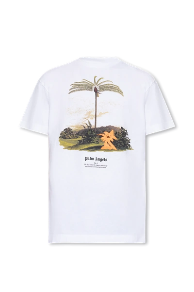 Shop Palm Angels White Printed T-shirt In New