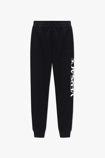 Shop Versace Black Cotton Sweatpants In New