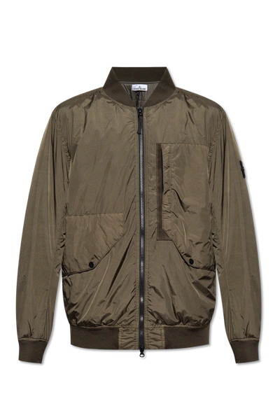 Shop Stone Island Green Bomber Jacket In New