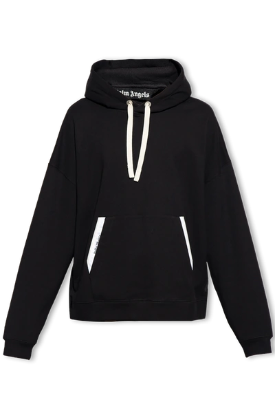 Shop Palm Angels Black Hoodie With Logo In New