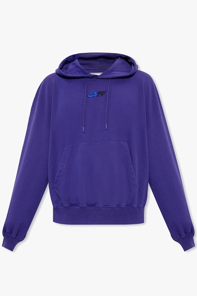 Shop Off-white Purple Hoodie With Logo In New