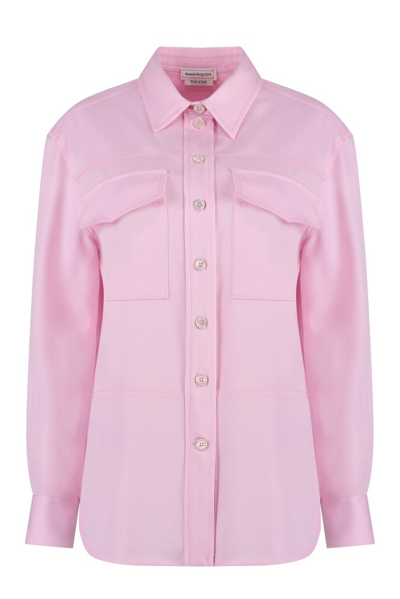 Shop Alexander Mcqueen Military Long Sleeved Shirt In Pink
