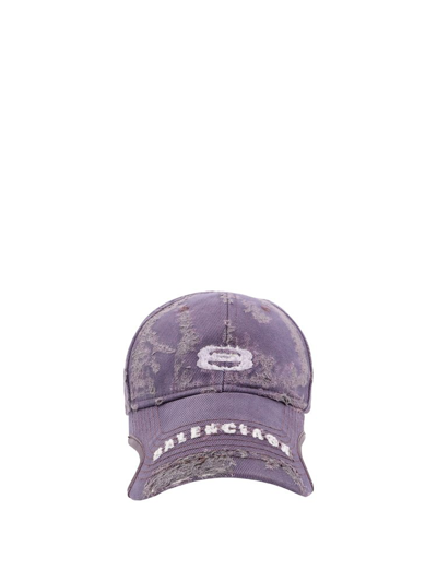 Shop Balenciaga Logo Embroidered Baseball Cap In Purple