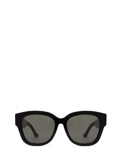 Shop Gucci Eyewear Low Nose Bridge Round Frame Sunglasses In Black