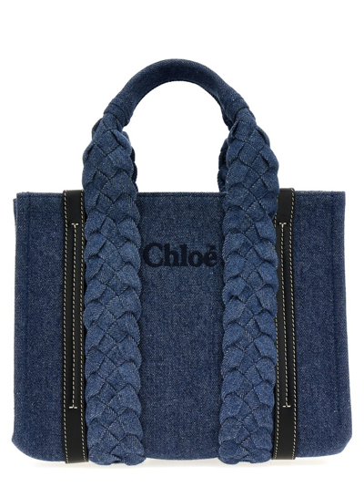 Shop Chloé Small Woody Tote Bag In Blue
