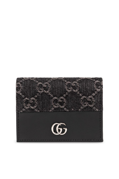 Shop Gucci Monogrammed Logo Plaque Card Case In Black