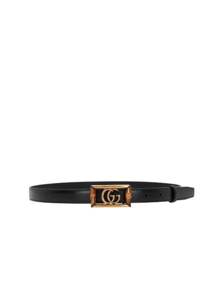 Shop Gucci Double G Bamboo Detailed Belt In Black