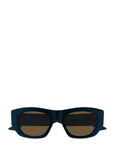 Shop Alexander Mcqueen Eyewear Rectangle Frame Sunglasses In Blue