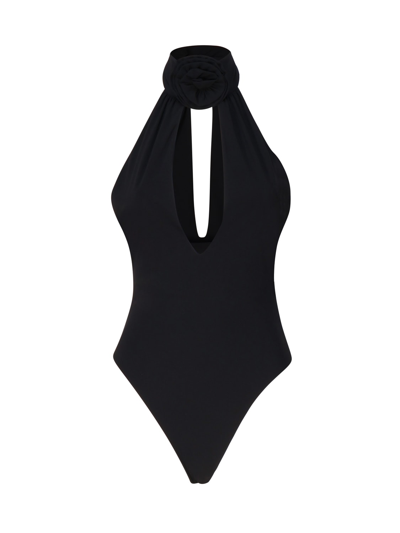 Shop Magda Butrym Bodysuit With Crescent Neckline In Black