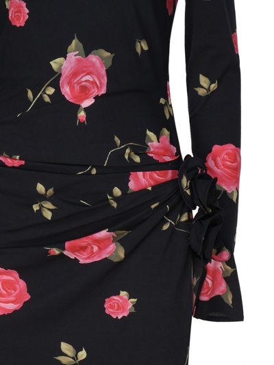 Shop Magda Butrym Maxi Dress With Long Ruffled Sleeves In Black