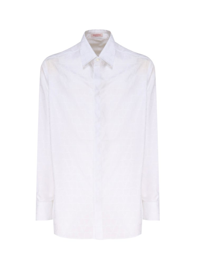Shop Valentino Toile Iconographe Straight Hem Poplin Shirt In White
